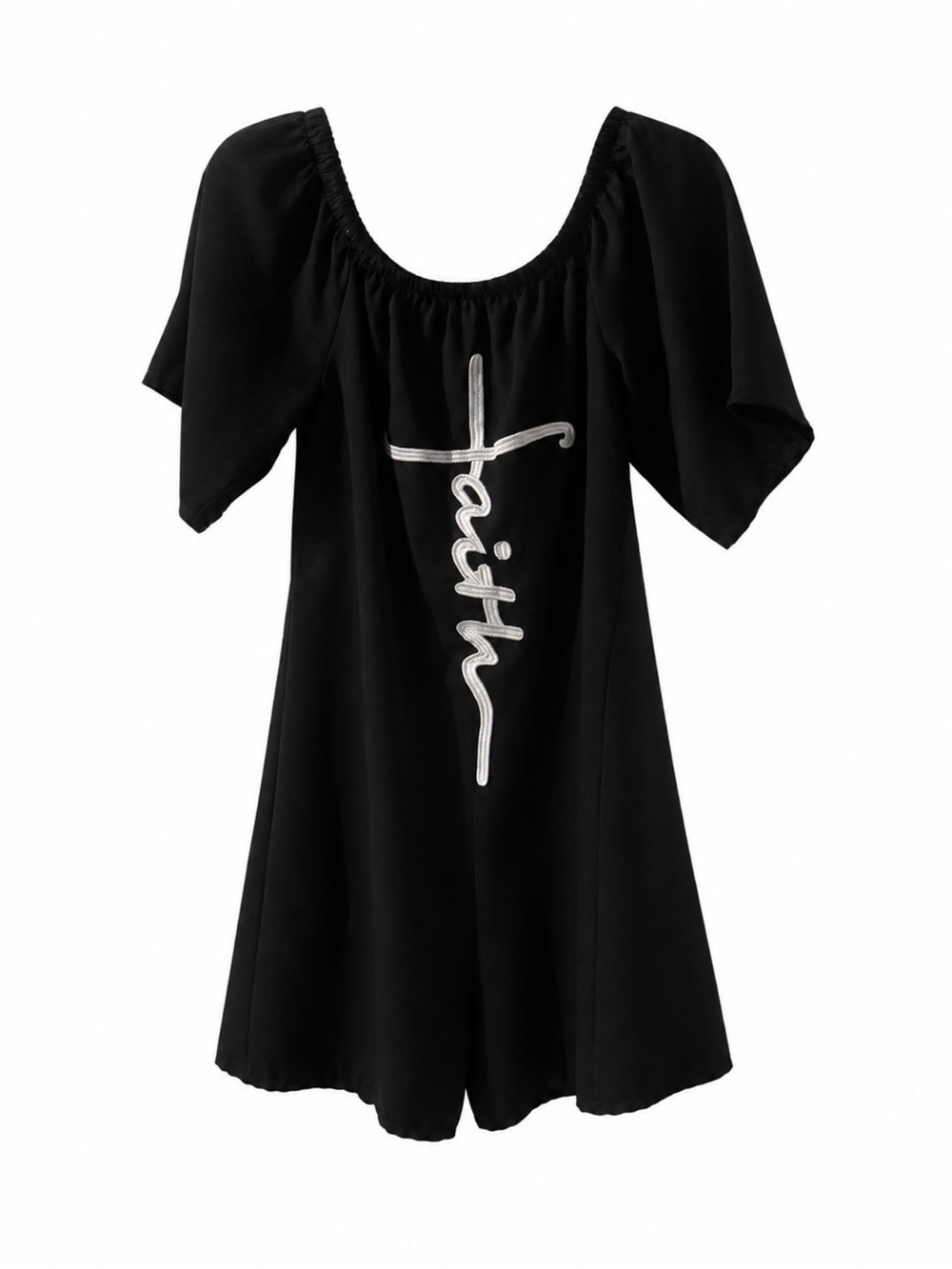 Black Romper with  Faith' Script sz M